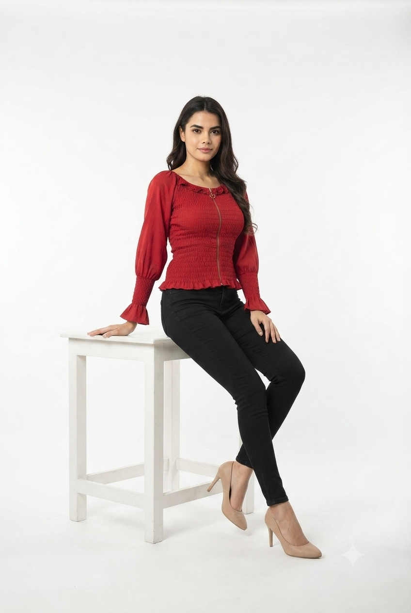 Importedd crop ladies red shirt XS 1334# S