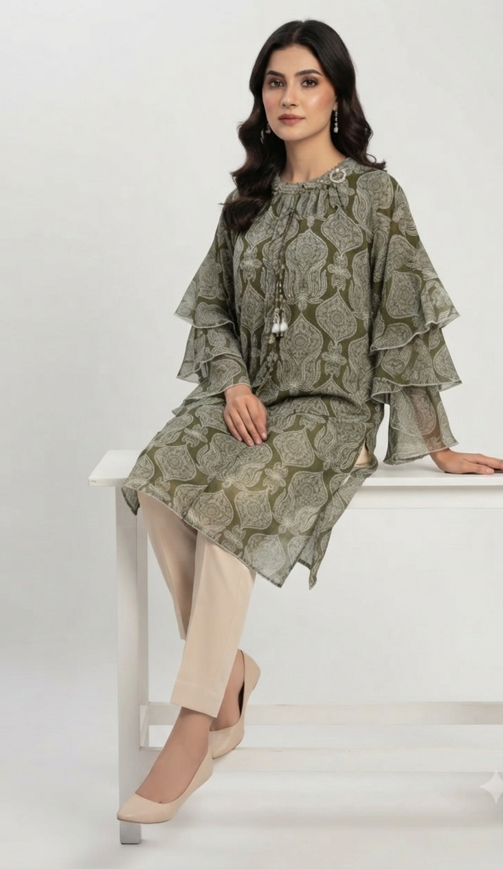 imported ladies top green 14844 R