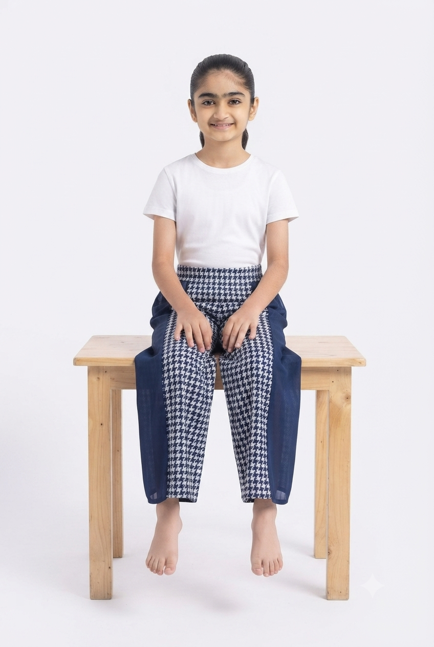 imported kids girl plazzo 00848 blue checked