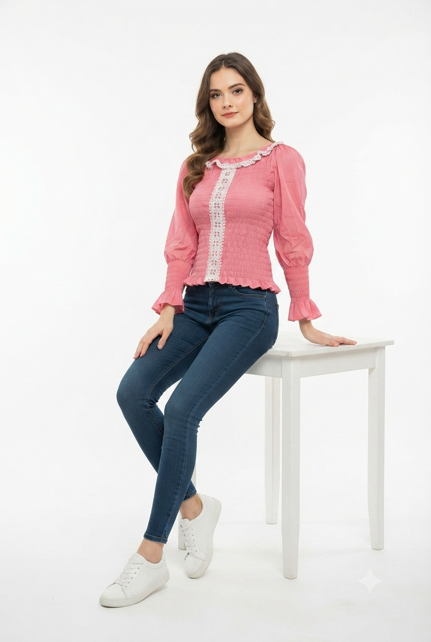 Imported crop pink ladies shirt XS 1666# S