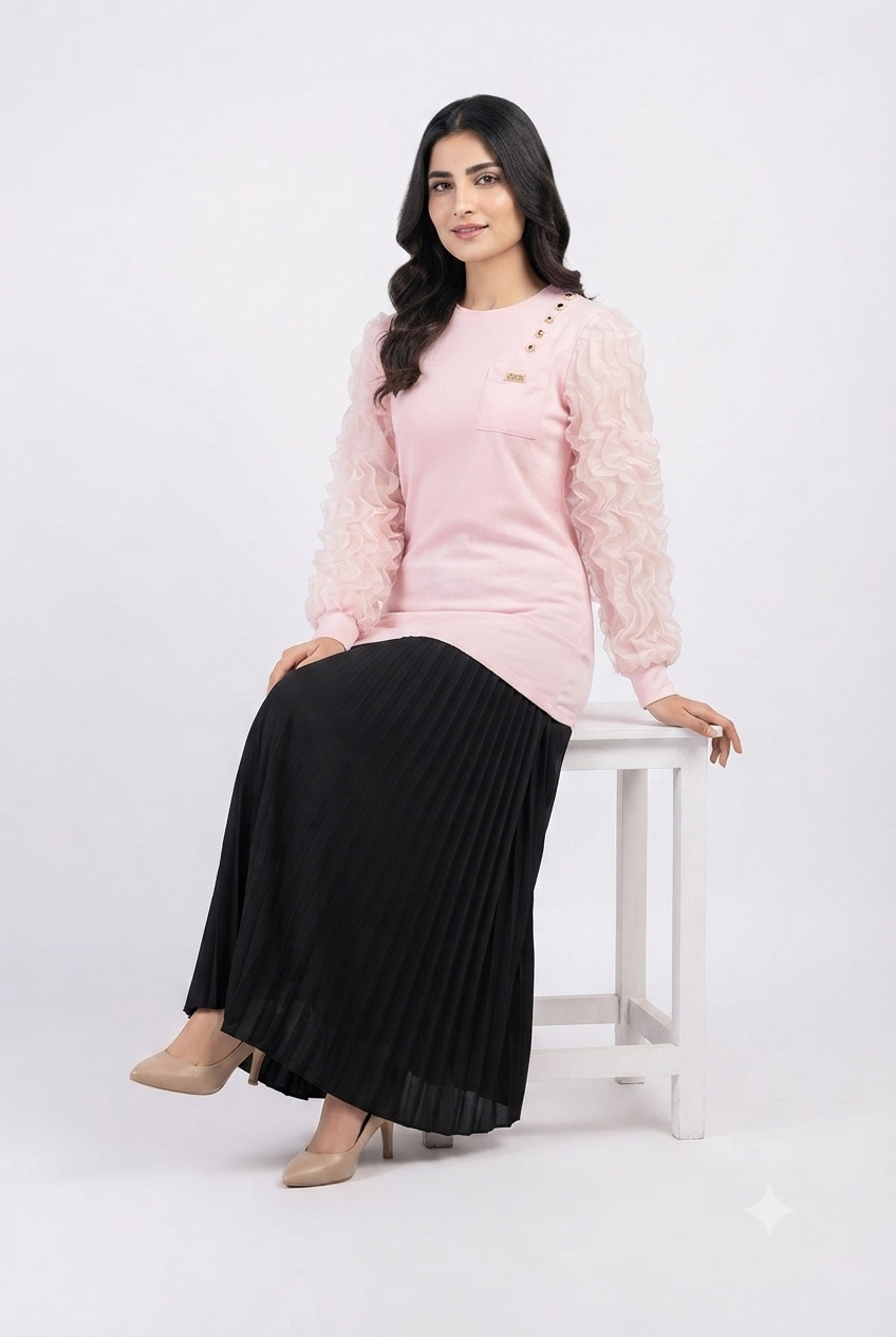 Imported ladies pink top skirt 2 piece 759#-529 S