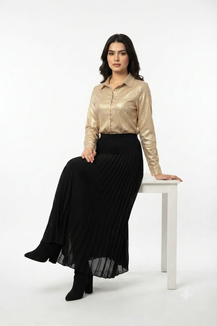 imported ladies gliter shirt skirt 2 piece 1498-529 S