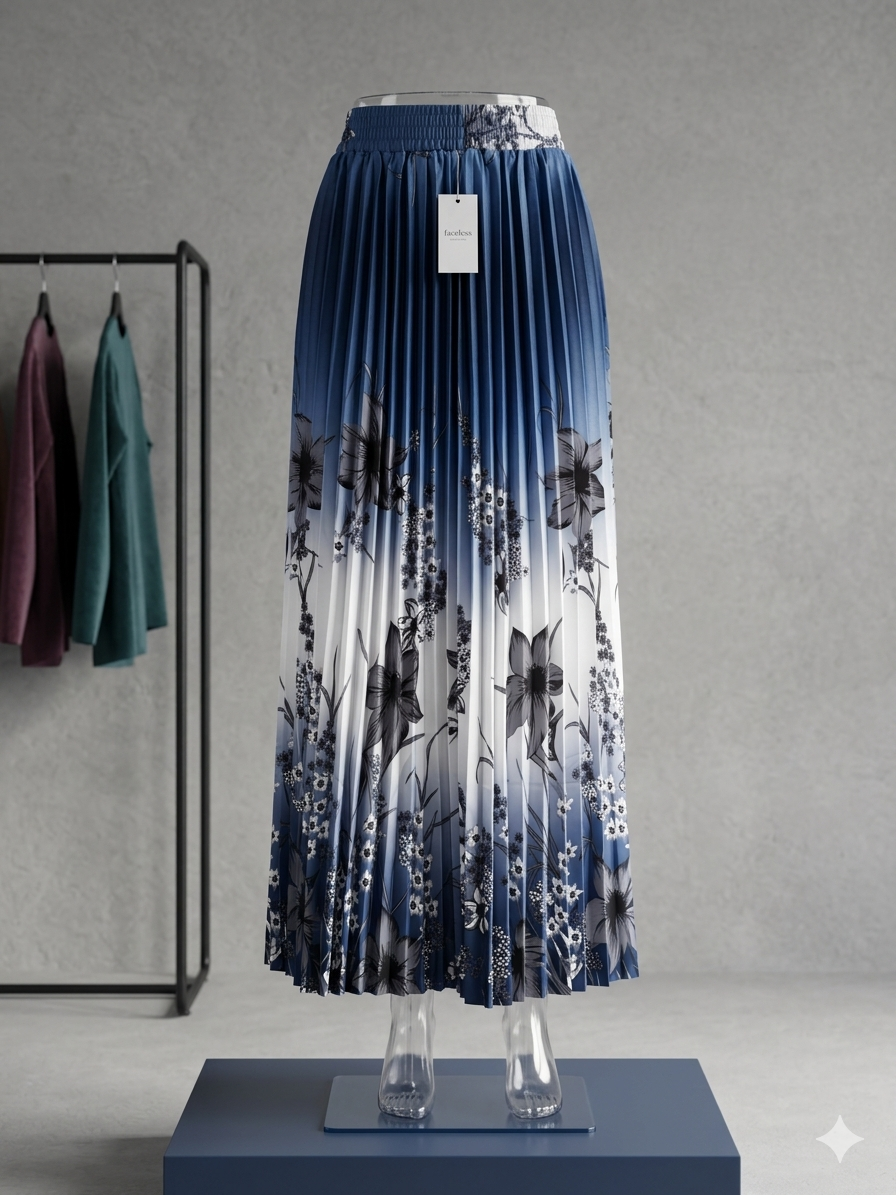 imported ladies skirt blue white 937
