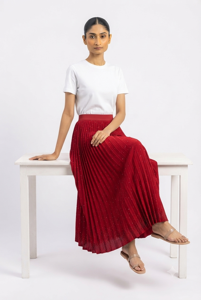 Imported ladies red belt skirt 101 R
