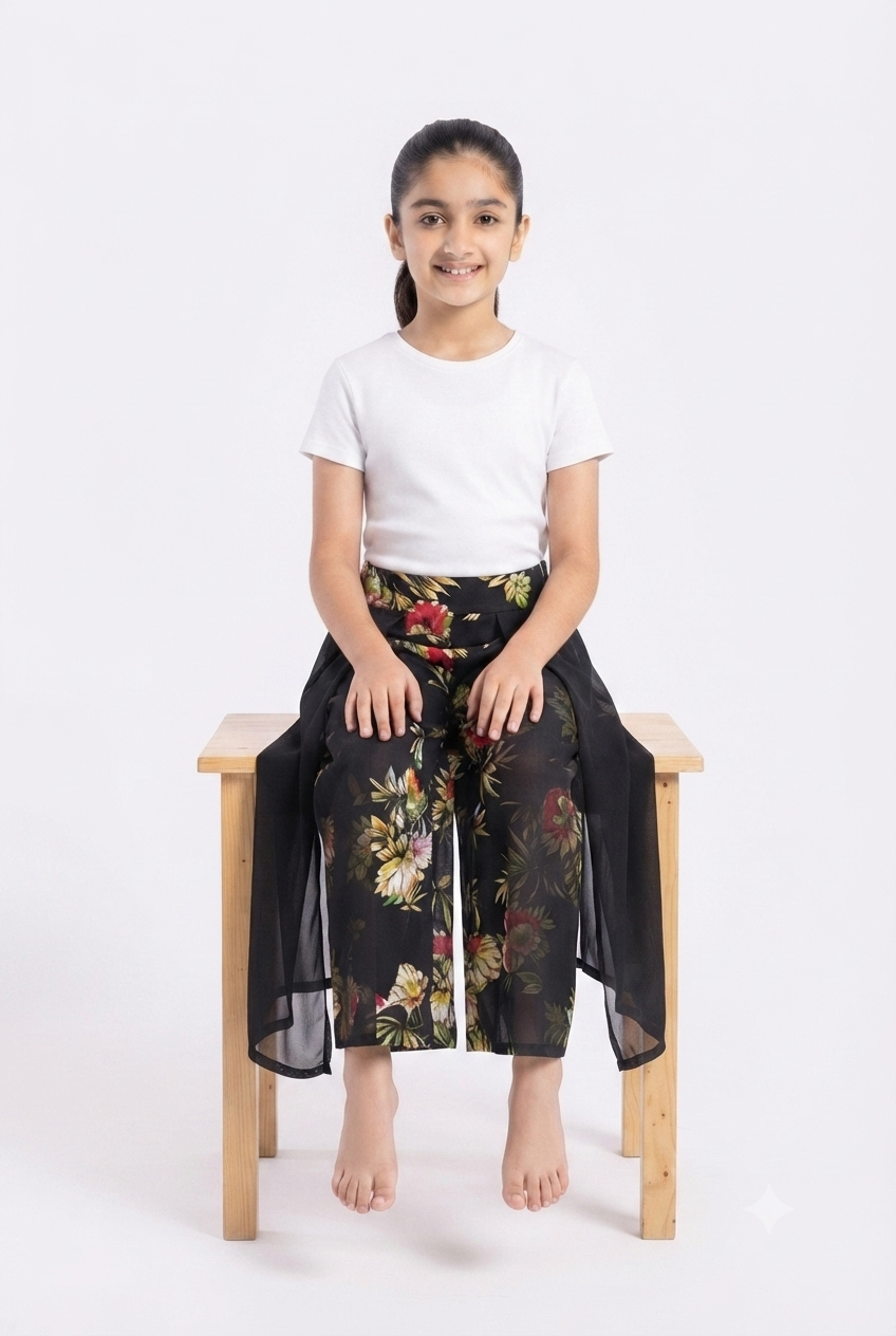 imported kids girl plazzo 00798 black floral