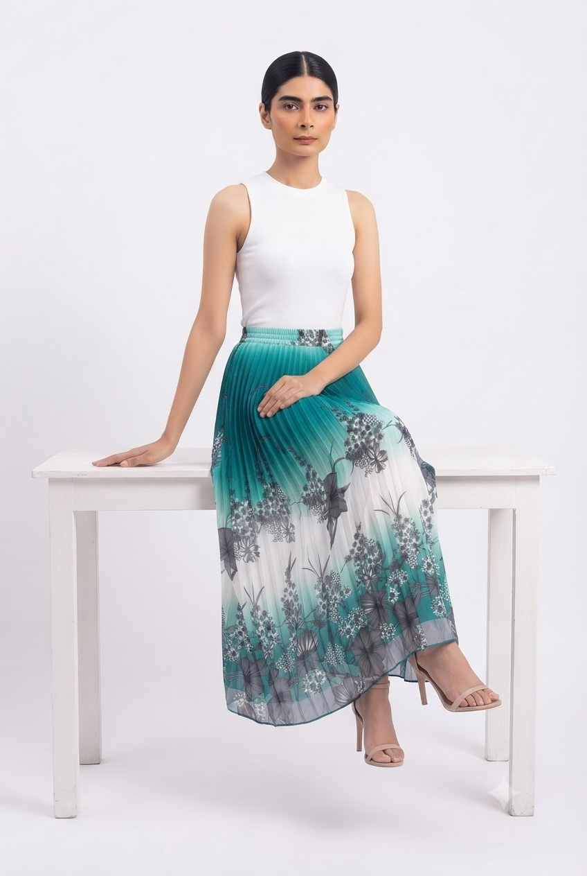 Imported ladies skirt green 937 R