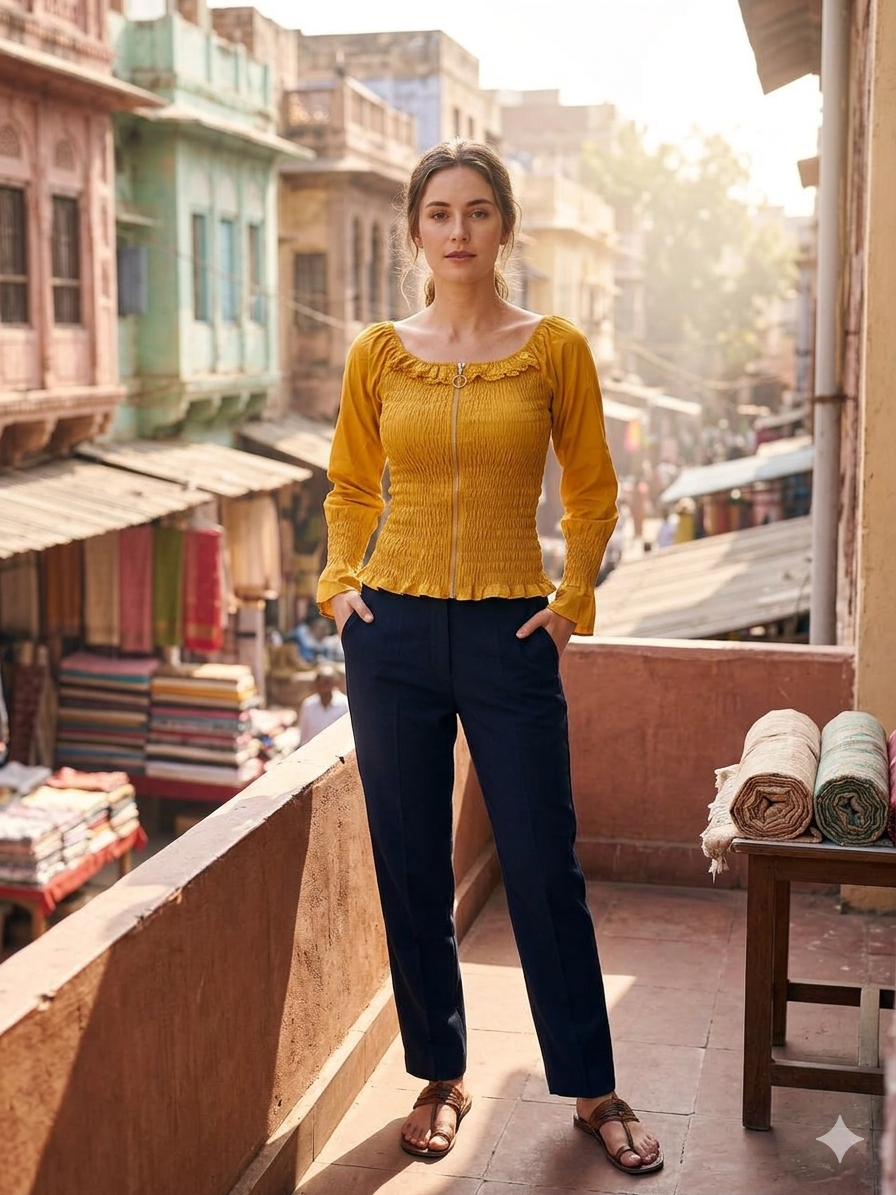 imported women top yellow 1666