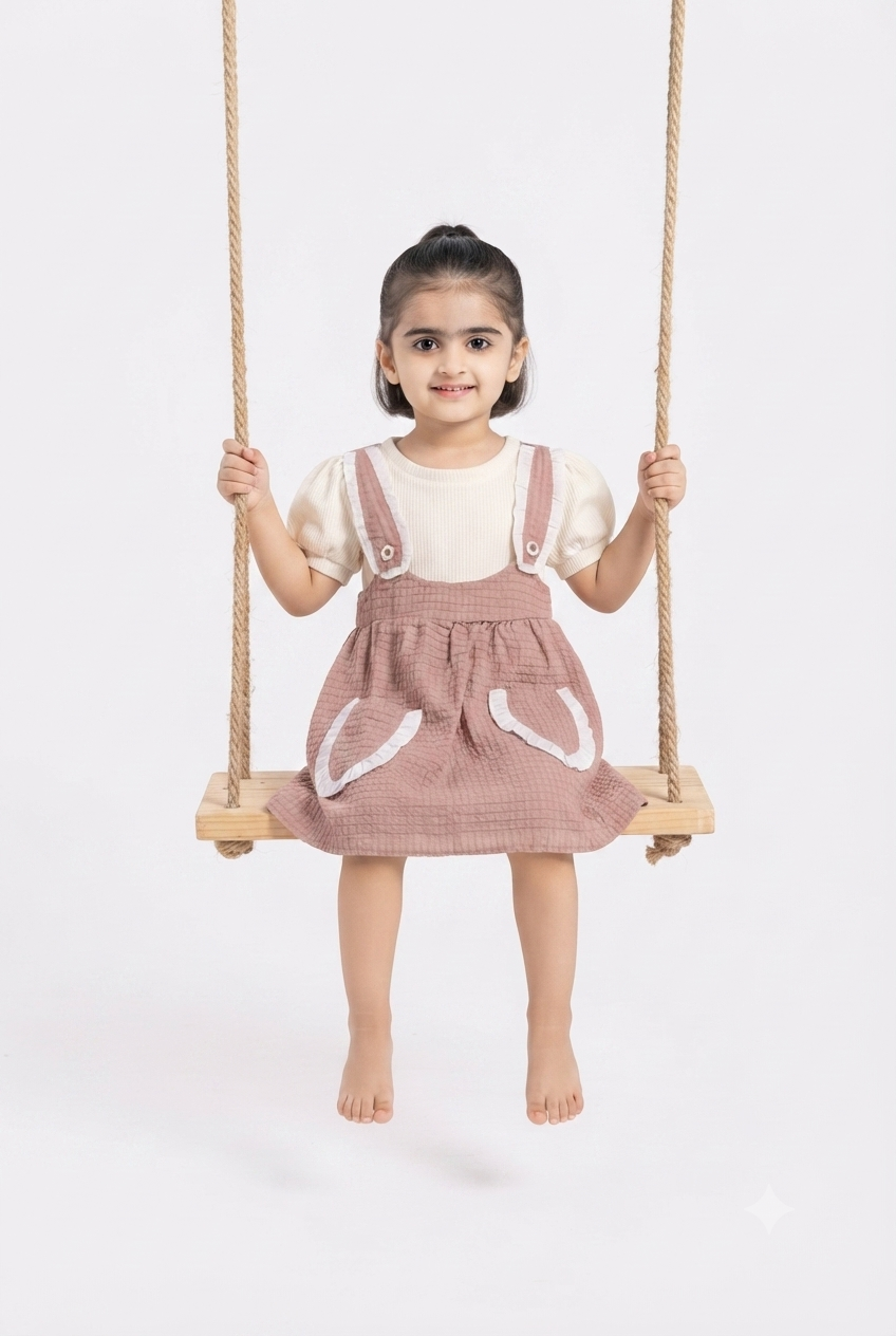 imported kids girl frock 00995 brown