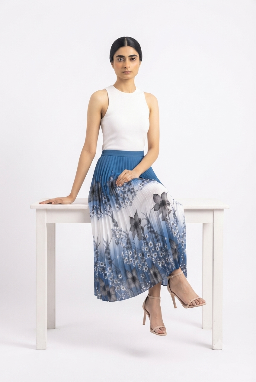 imported ladies skirt blue white 937 R