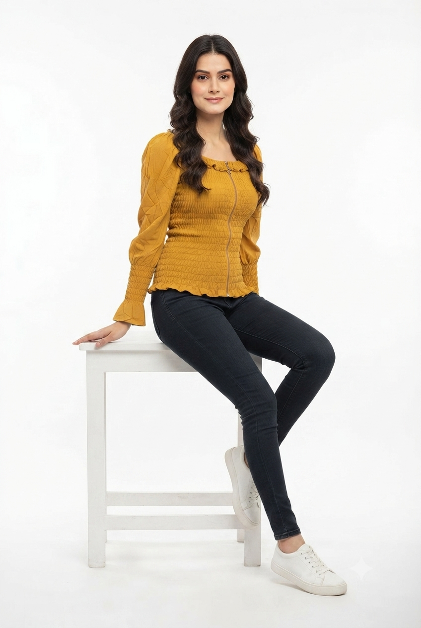 imported women top yellow XS 1334# S