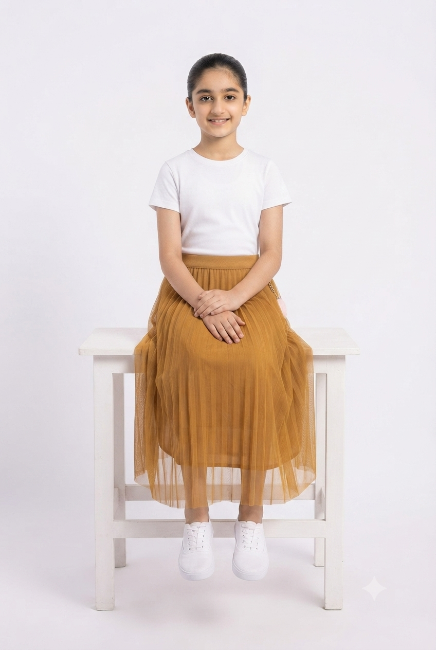 imported kids girl skirt 001498 brown