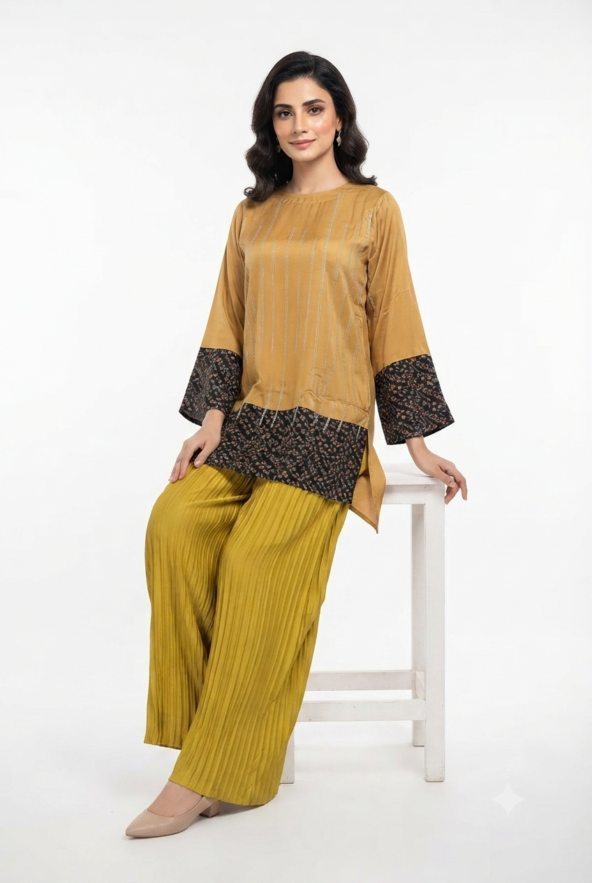 Imported ladies top PNN:S B# yellow skirt 2 piece -Q5 R