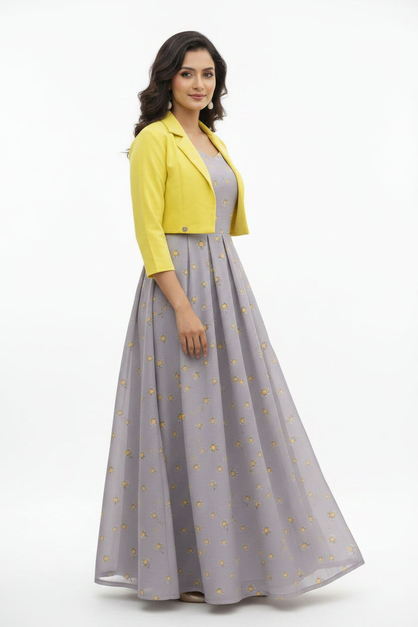 imported maxi koti maxi gray yellow 2 piece UMG R