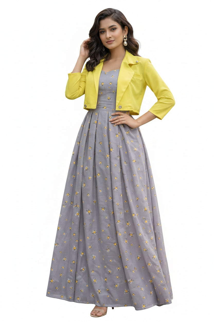imported maxi koti maxi gray yellow 2 piece UMG R