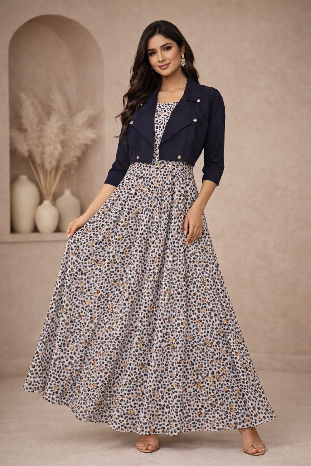 imported ladies koti maxi 2 piece multi dot UMG R