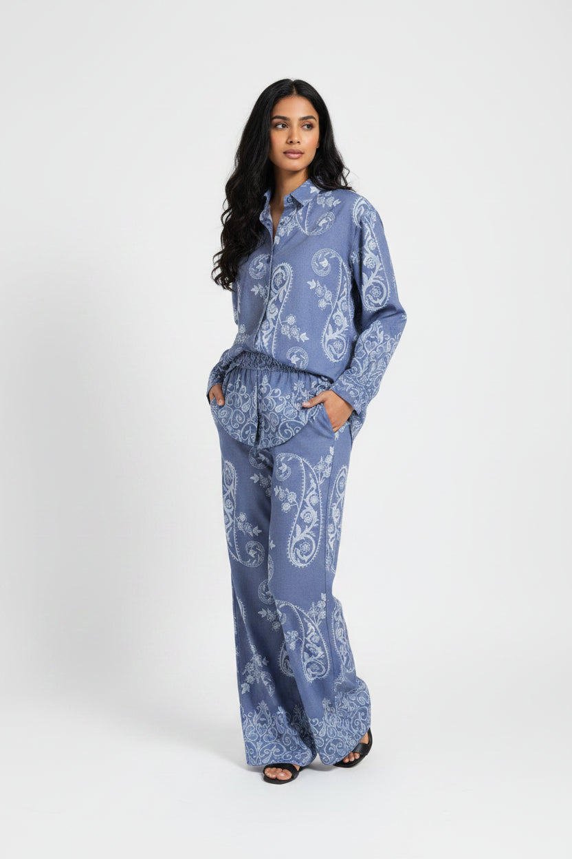 imported blue Ladies  2pcs suit #4850