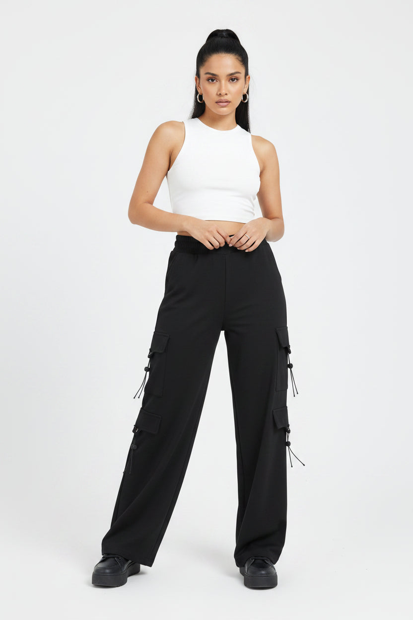 Ladies Imported black cargo trouser ZT-61 S