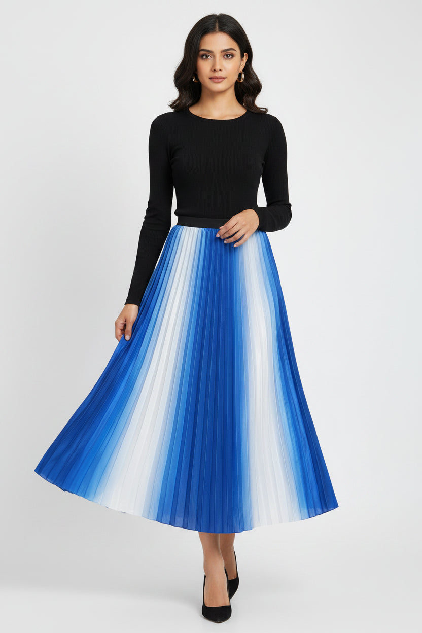 Ladies Imported skirt Multi Color blue white 2453# R