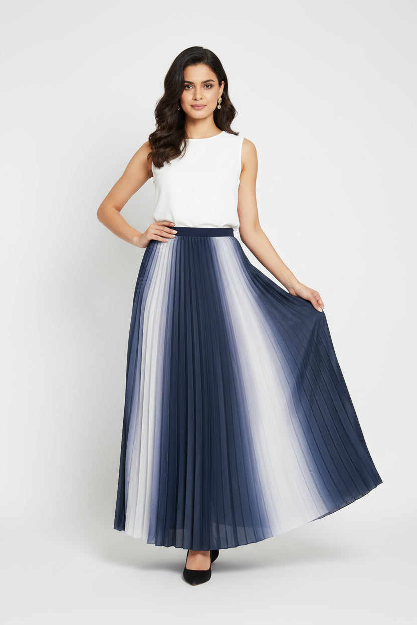 Ladies Imported skirt blue white Multi Color 2453# R