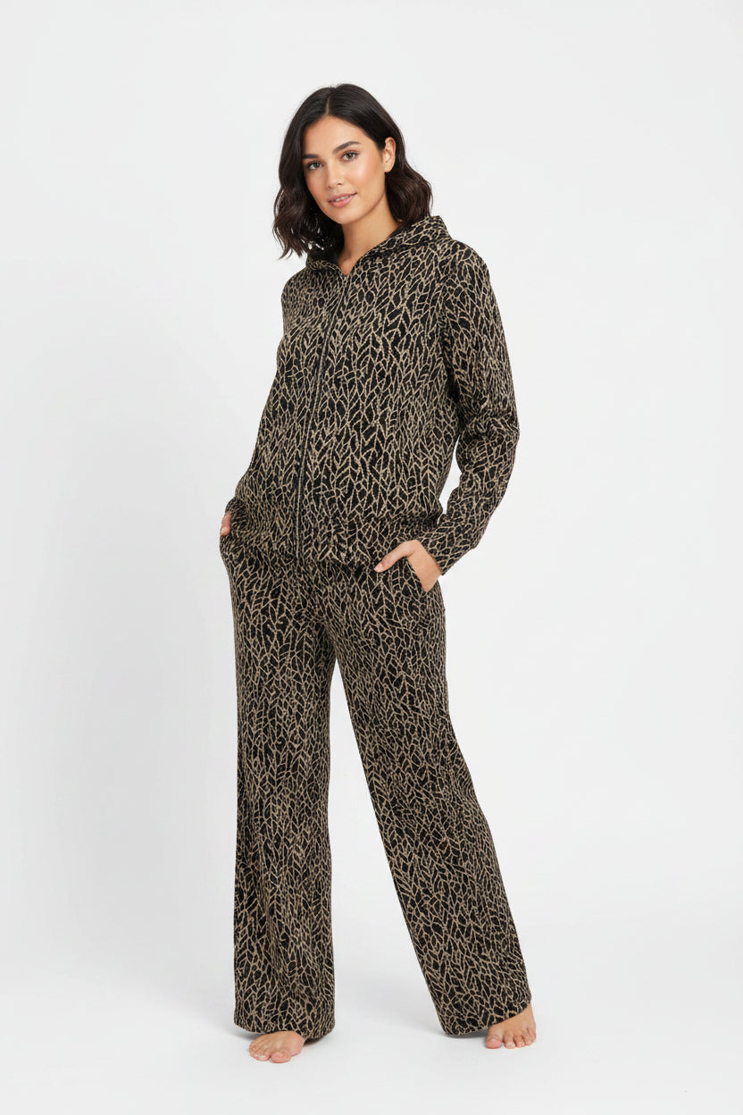 Ladies Imported golden Zipper Hoodie Suit 2475 S