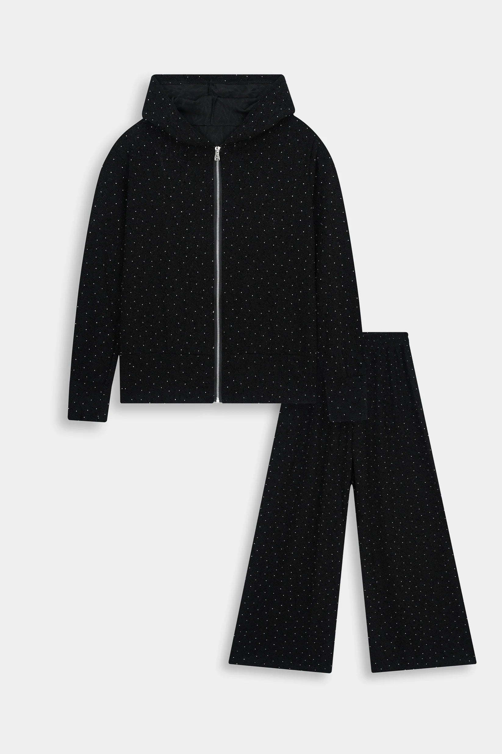 Ladies Imported Zipper Black Hoodie Suit 2475 S