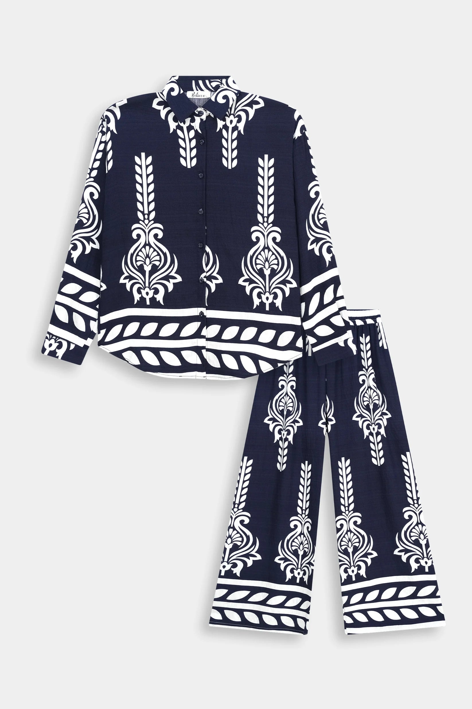 Ladies Imported Navy Blue Printed Cord Set 4825 S