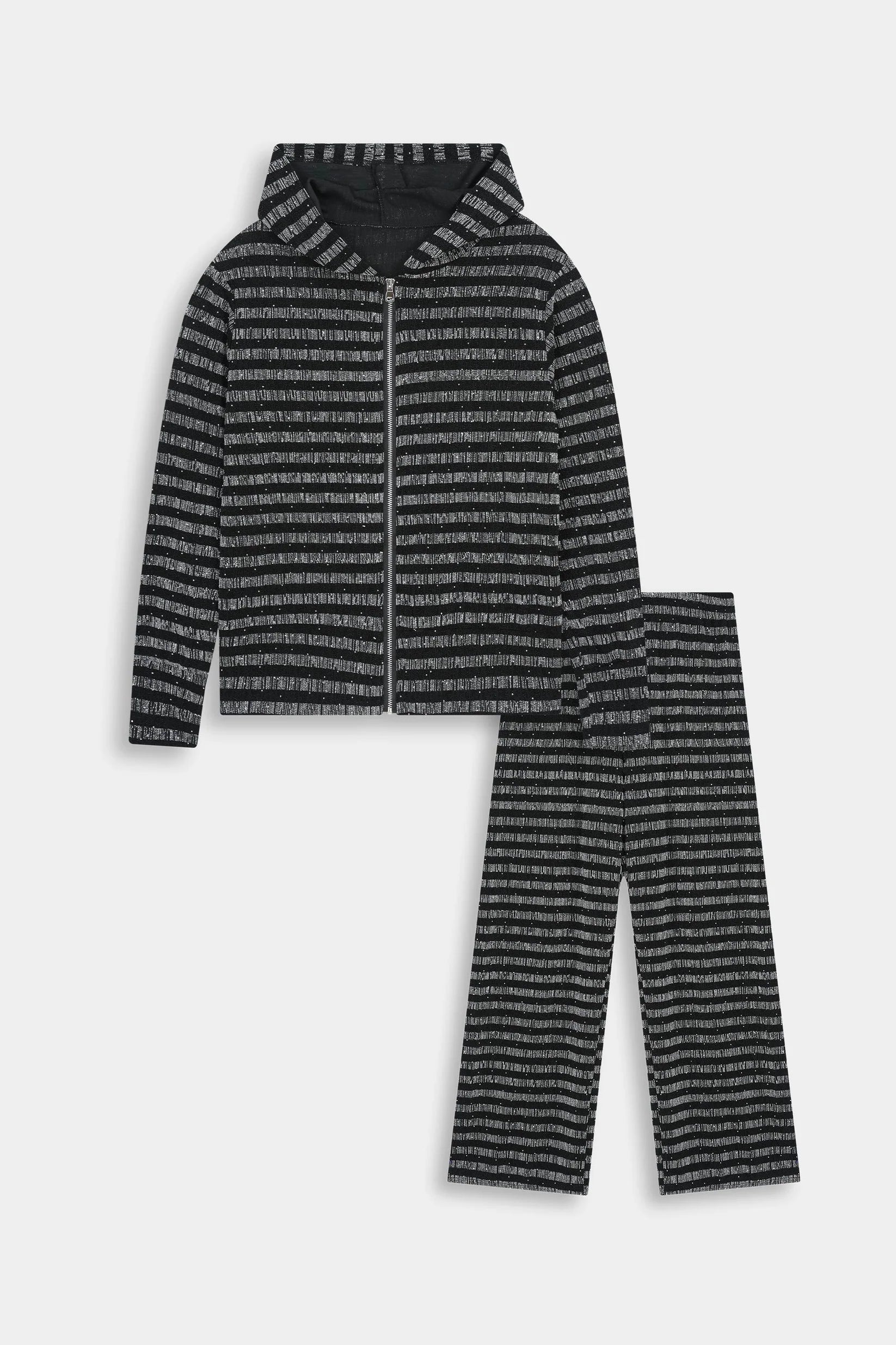 Ladies Imported Zipper Grey Black Hoodie Suit 2475 S