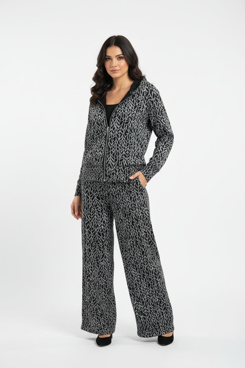 Ladies Imported Zipper silver  Hoodie Suit 2475 S