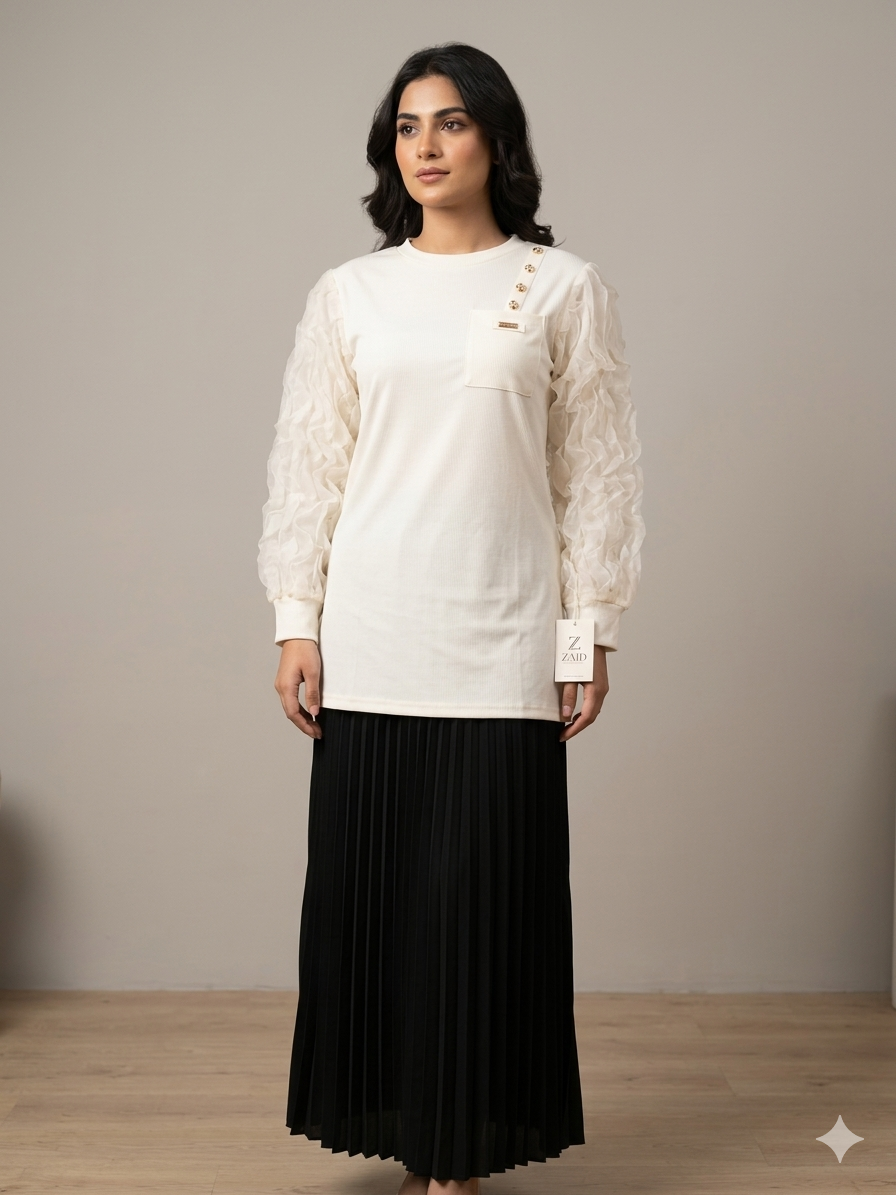 Imported ladies cream top skirt 2 piece 759-529