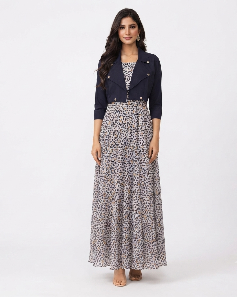 imported ladies koti maxi 2 piece multi dot UMG R