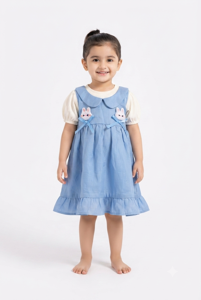 imported kids girl frock 00995 sky blue