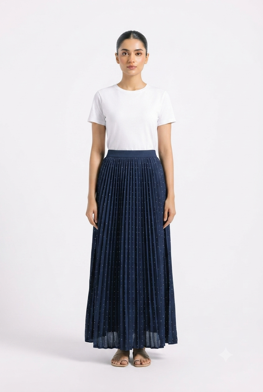 Imported ladies navy blue belt skirt 101 R