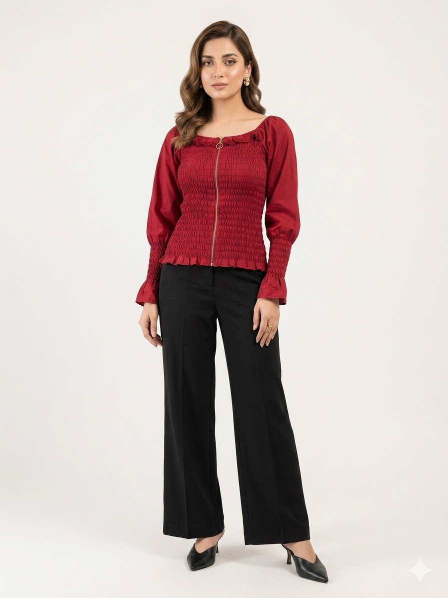 Importedd crop ladies red shirt 1666