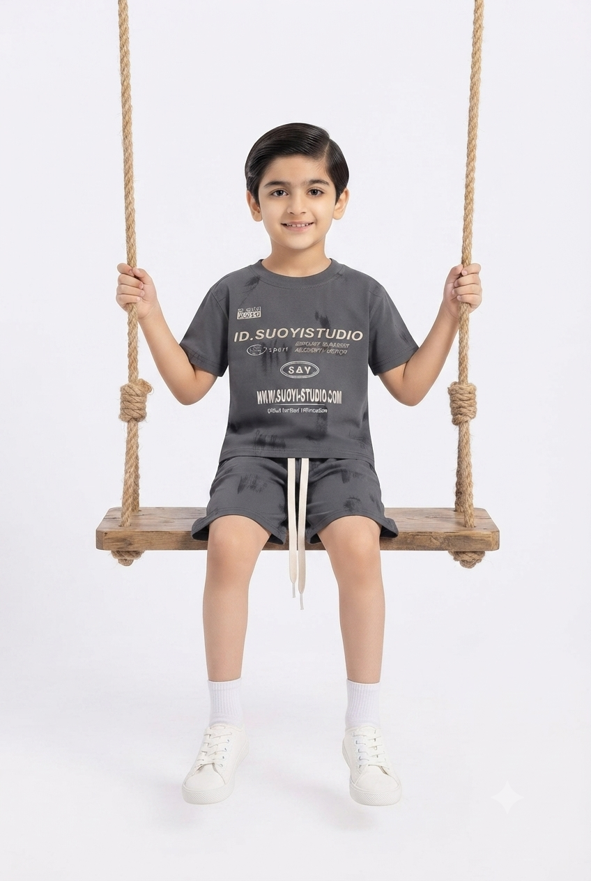 imported kids boy suit 1895 dark gray