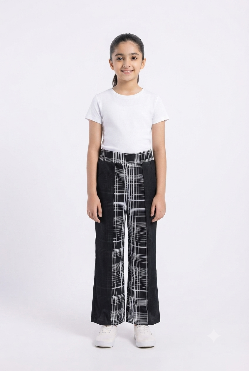 imported kids girl plazzo 00795 black plaid