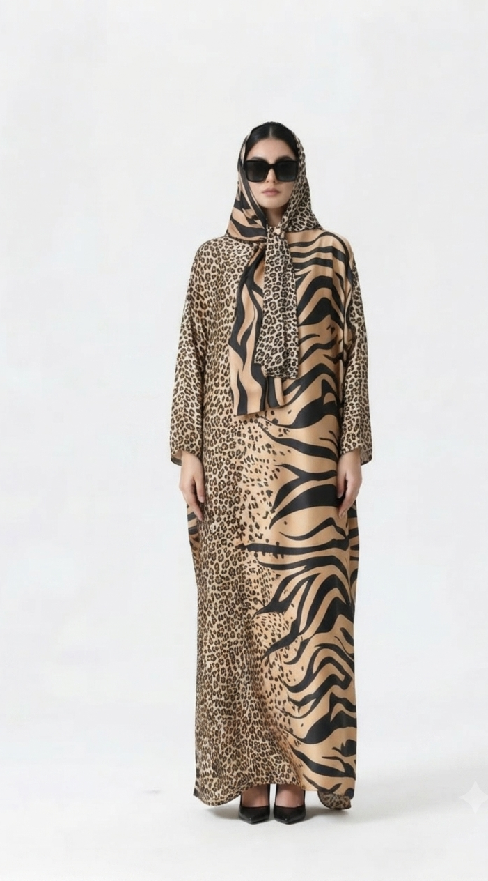 imported ladies silk kaftan cheta print 17474 S