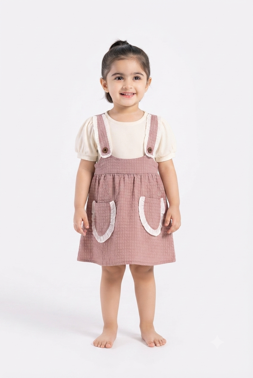 imported kids girl frock 00995 brown