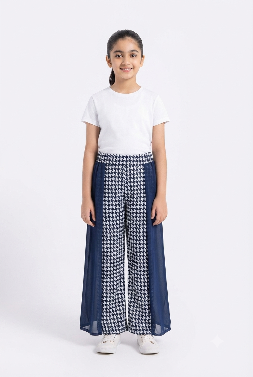 imported kids girl plazzo 00848 blue checked