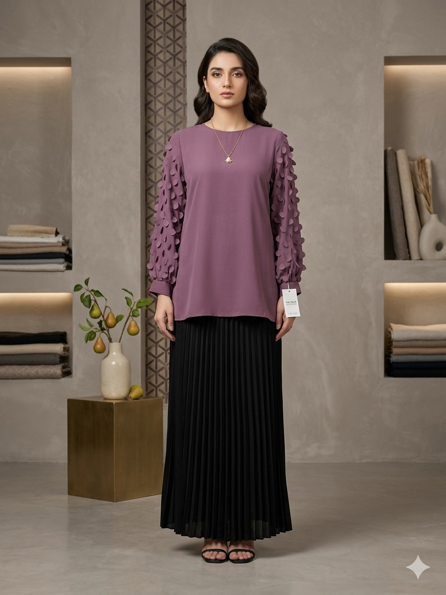 Imported ladies top skirt black 2 piece 838-529