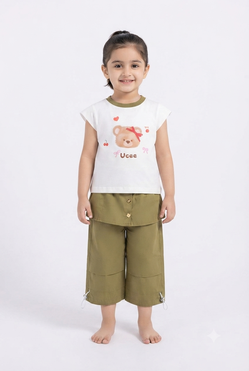 imported girl suit 001695 white green