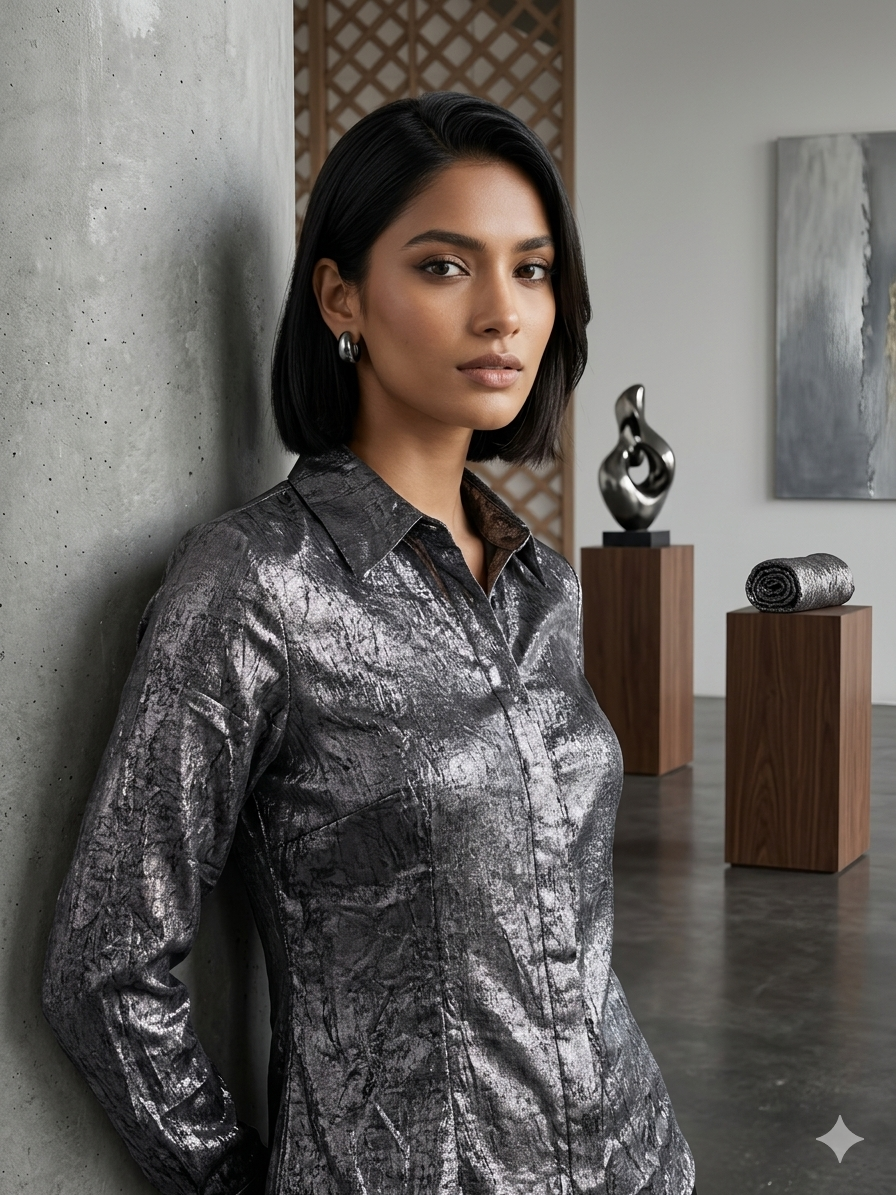 Imported gray ladies gliter shirt 1498