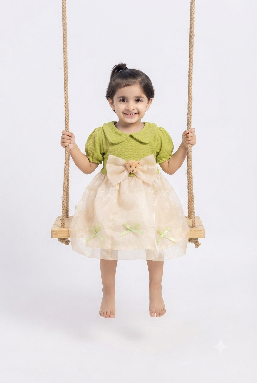 imported frock kids girl 1145 green pink