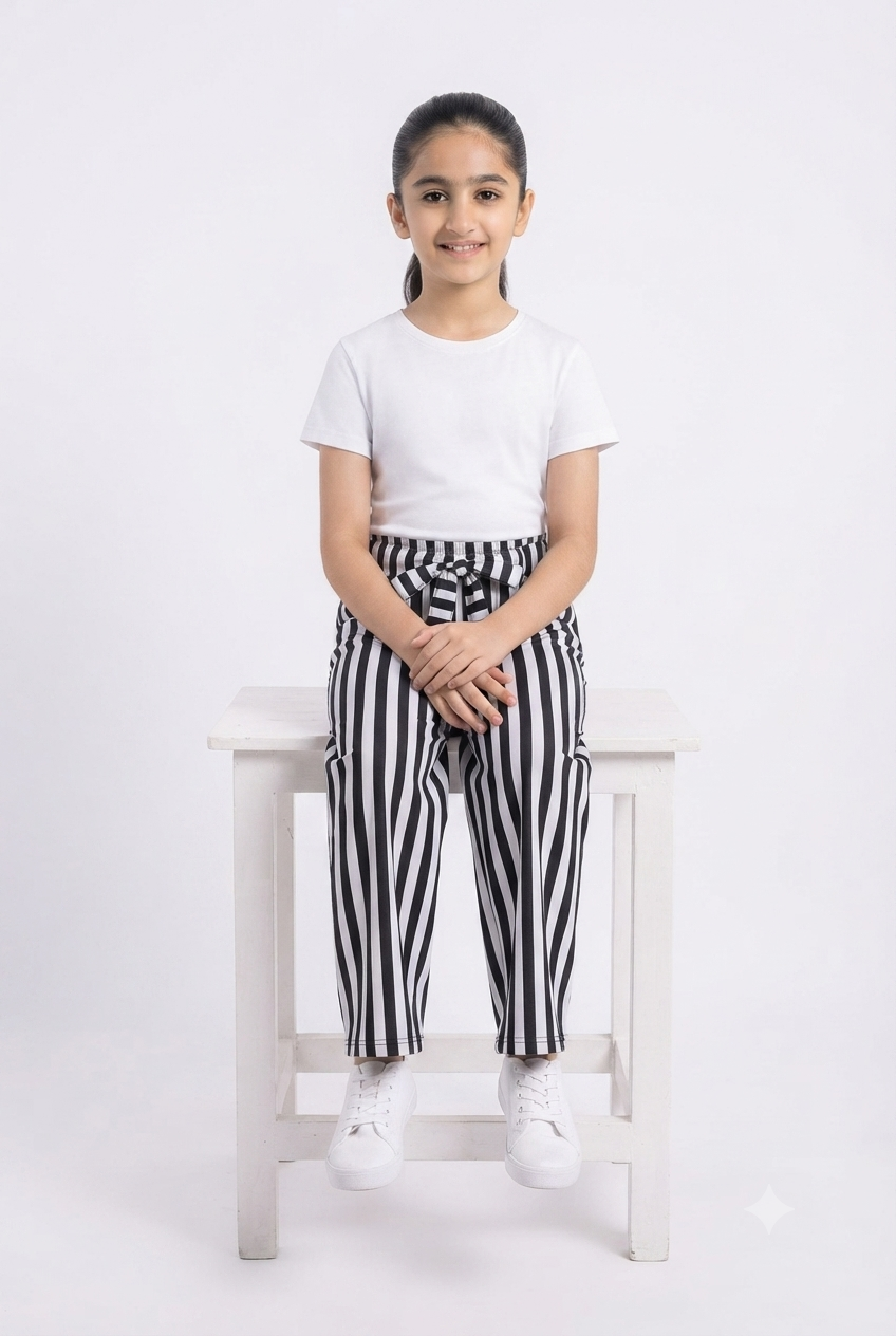 imported kids girl plazzo 00798 striped black