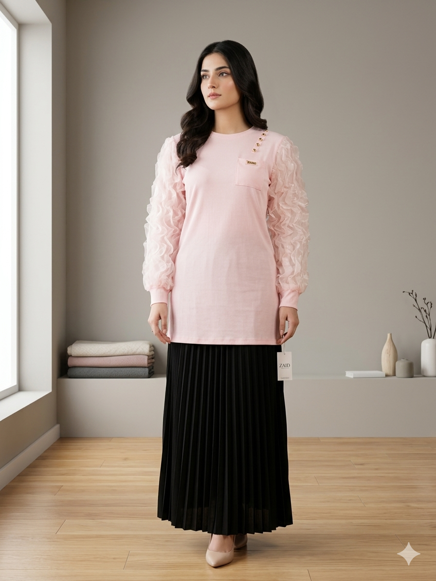 Imported ladies pink top skirt 2 piece 759-529