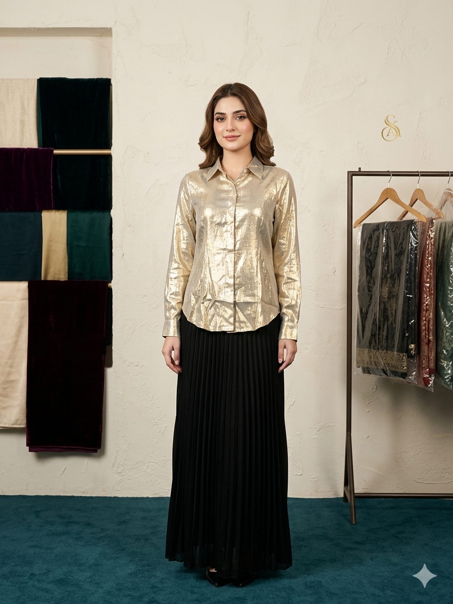 imported ladies gliter shirt skirt 2 piece 1498-529