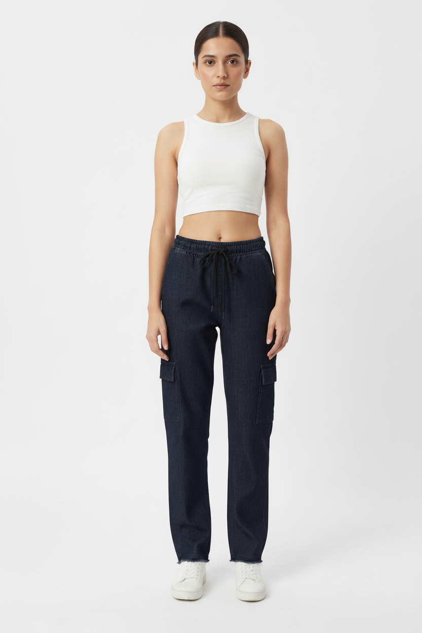 ladies mango cargo jeans blue