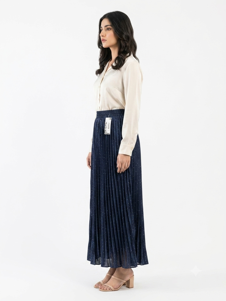 Imported ladies navy blue belt skirt 101