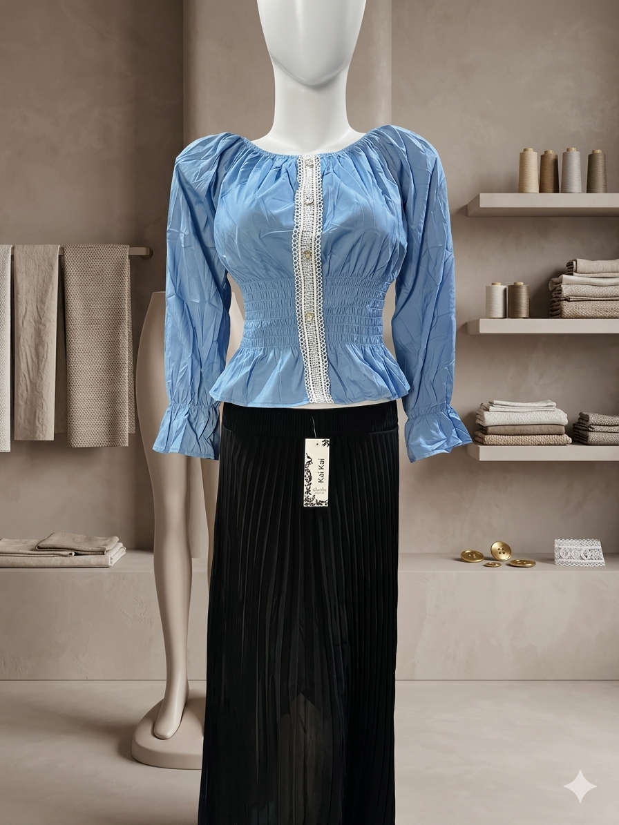 Imported ladies crop shirt skits 2 piece 1666-529