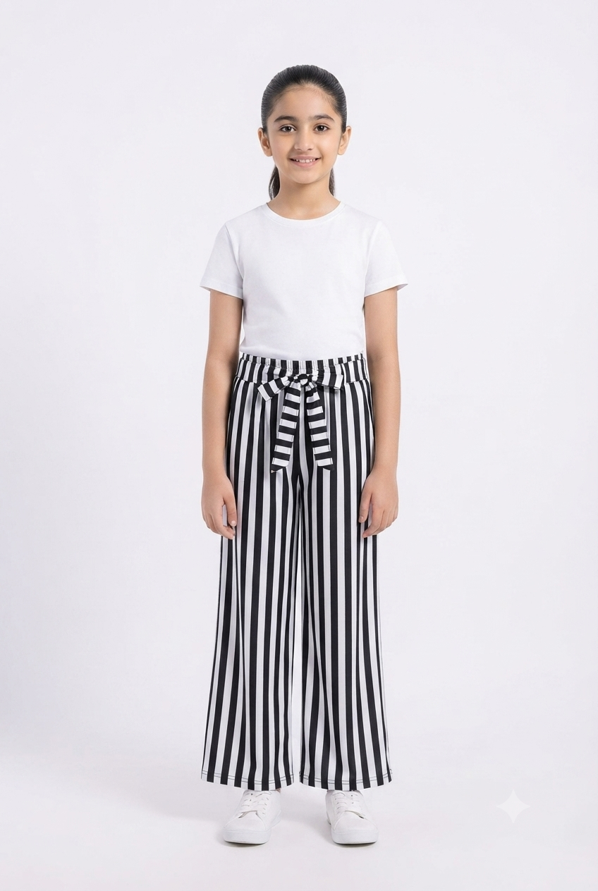 imported kids girl plazzo 00798 striped black