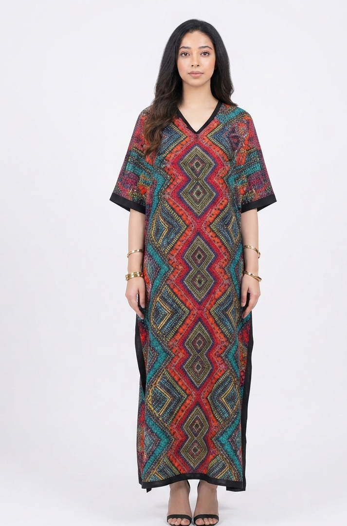 imported ladies kaftan green red 17474 S